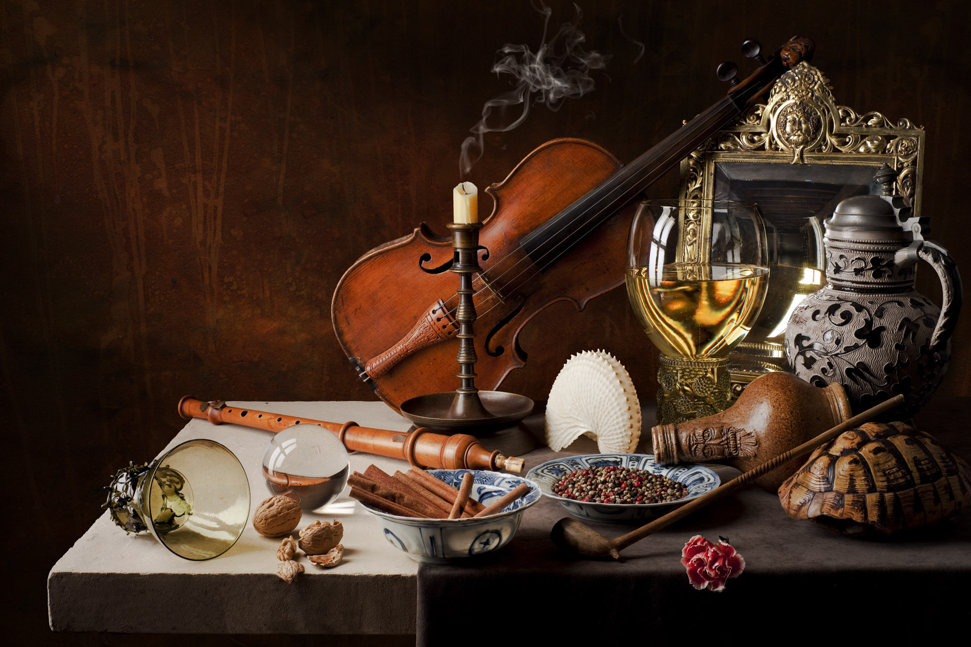Still life with cinnamon and violin